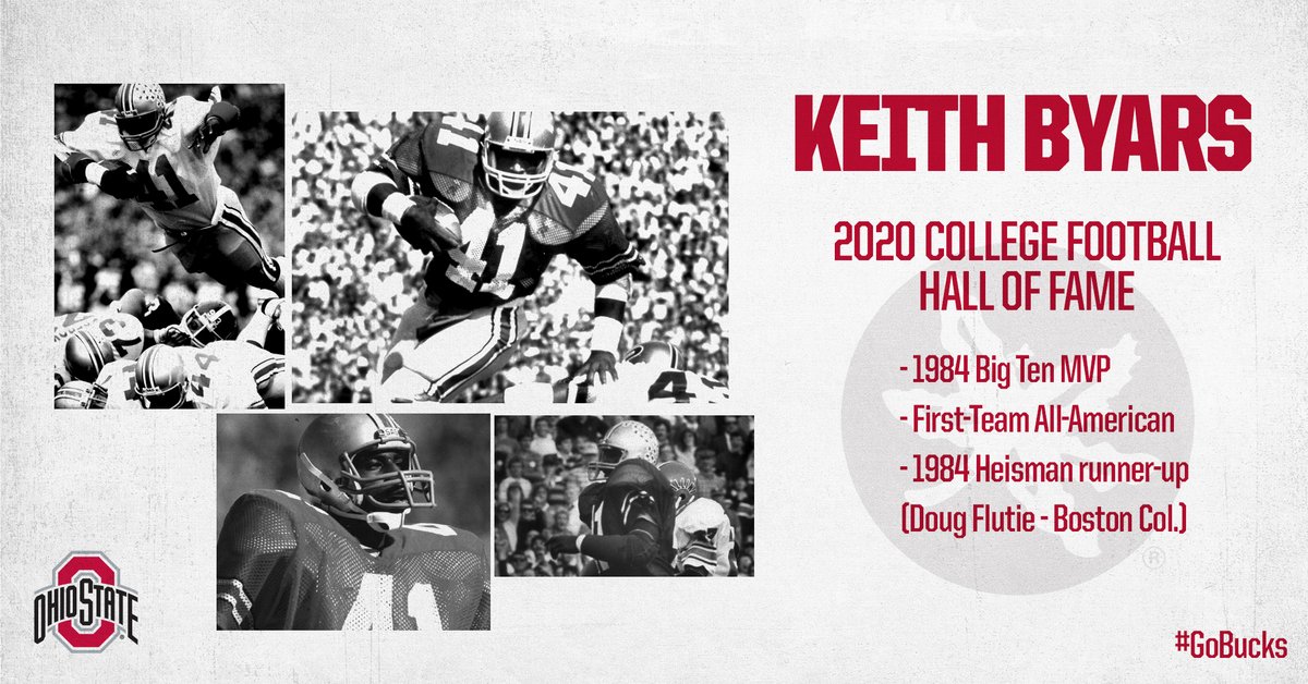 OhioStAthletics's tweet photo. B1G MVP and 1984 Heisman Trophy runner-up Keith Byars has been selected as a 2020 College Football Hall of Fame inductee 🏅

Full announcement 👉 https://t.co/PSNQtwnzFp | #GoBucks https://t.co/wmJSNUQL1G