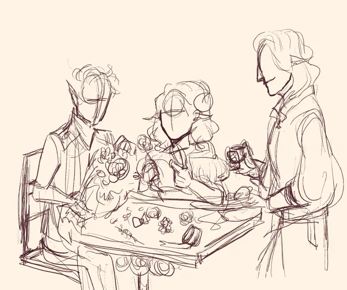 WIP! Wanted to draw Jester and Caddy helping Essek make a bouquet of flowers for Caleb ?? 