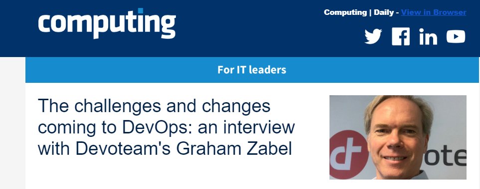 What challenges does the future hold for DevOps? How can you overcome the hurdles to achieving Devops at scale? Check out <a href="/Computing_News/">Computing.co.uk</a> interview with our Head Of DevOps ➡️bit.ly/3d00Yam - free to access with a couple of clicks 🖱️