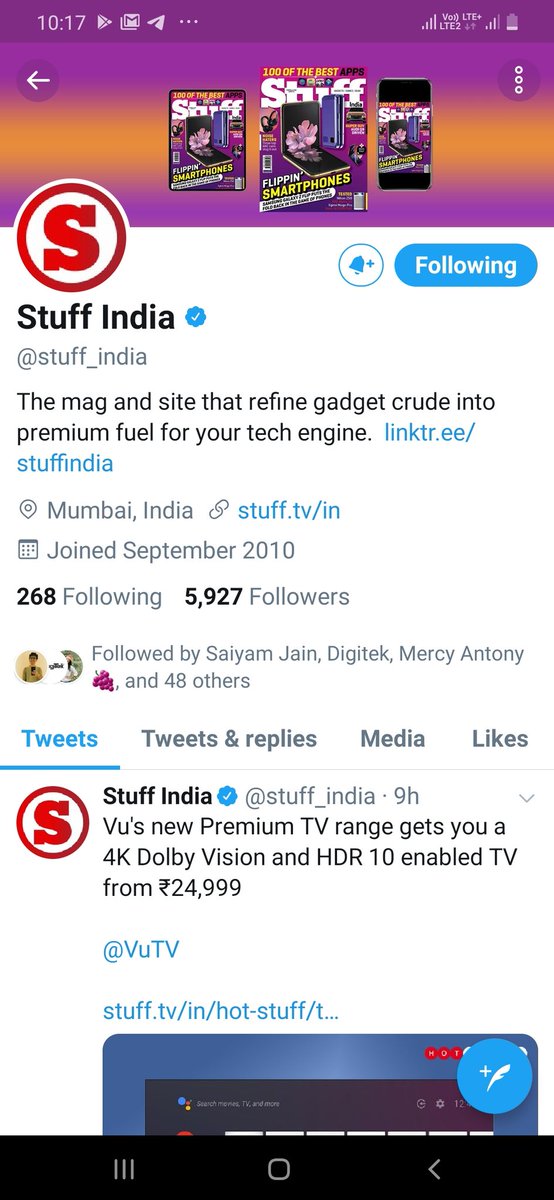 sengodan4's tweet photo. @stuff_india Done team. Followed on all the platforms #StuffIndia ✔
Join friends @ajaysahoo1981 @Shrutikoorichh1 @ShainaArora1 @Sanjiv_34 @SweetyLohariwal @PritiNivoriya @prashanth_geeky @Raghavendra0703 @porwal_shilpi @PinkyDholakia @3Madhvi @Chinnarayudu98 @fotokiran @RamakrishnanI16 https://t.co/QSyYcx6Puh