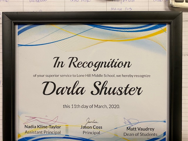 BonitaFood's tweet photo. Congrats to Darla Shuster for being Recognized at Lone Hill MS for her Superior Service.  We go above and beyond for our students at #BUSD  #Foodservicerocks #LonehillMS https://t.co/0d84B5LJzF