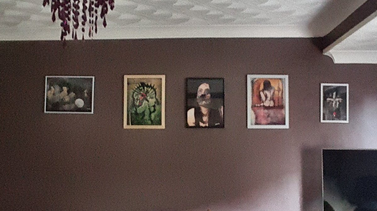 Butterflywarri2's tweet photo. Heres a few reprints of my #artworks hanging nicely in my home. First time i have seen them like this and they look amazing!❤ #customizedart using my own #drawings #paintings as the main subject https://t.co/JMsWscrzW5