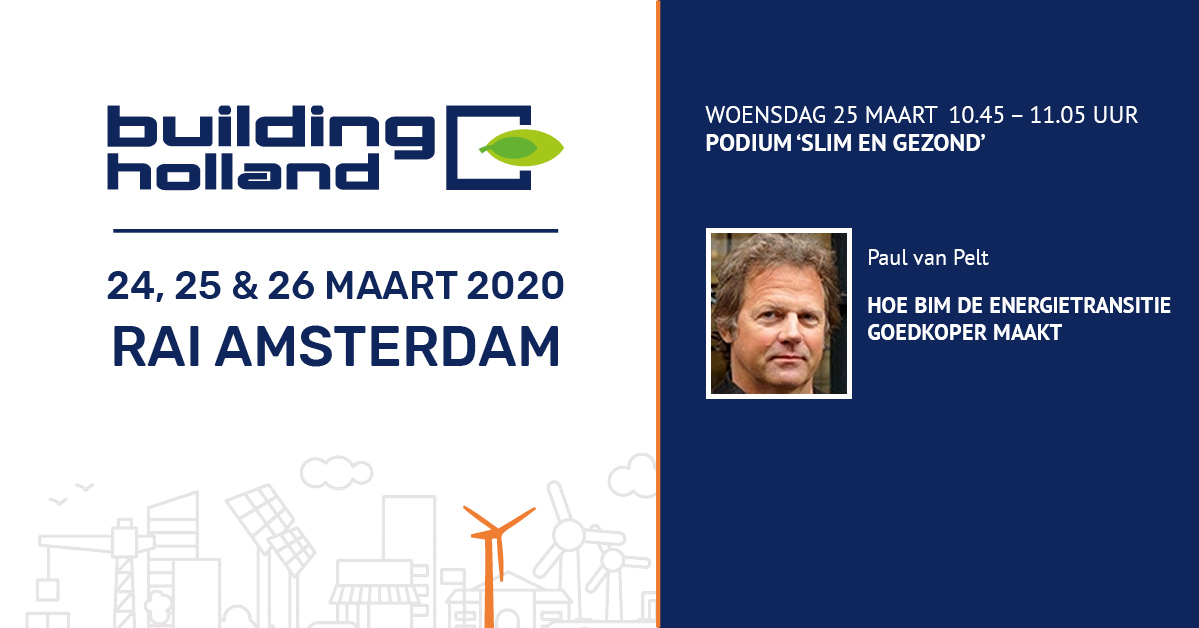 Paul Van Pelt van De Twee Snoeken is een van de sprekers tijdens <a href="/BuildingHolland/">Building Holland</a> 2020. Op woensdag 25 maart vertelt hij op het podium ‘Slim en Gezond’ hoe BIM de Energietransitie goedkoper maakt. Registreer hier bit.ly/39fwrmB
#duurzaam  #energietransitie