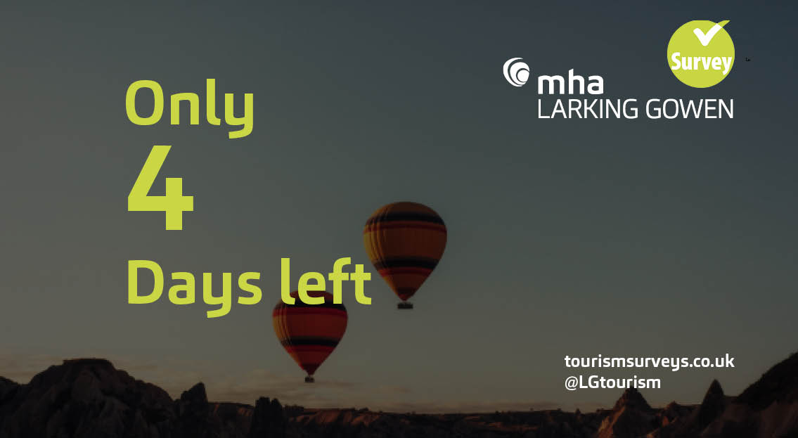 Make your views count! In just 4 more days our #2020 tourism survey will be closed, make sure you have youre your say and make #yourviewscount <a href="/CScargillLG/">Chris Scargill</a> <a href="/LGTourism/">LGTourism</a> ow.ly/7xD630qldQZ