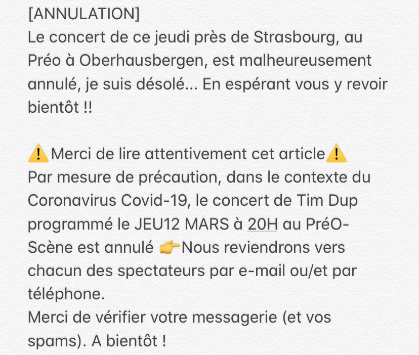 Tim_Dup's tweet photo. ANNULATION ce jeudi @LePreO #lepreo #oberhausbergen #Strasbourg π·π https://t.co/wVumPGflqX