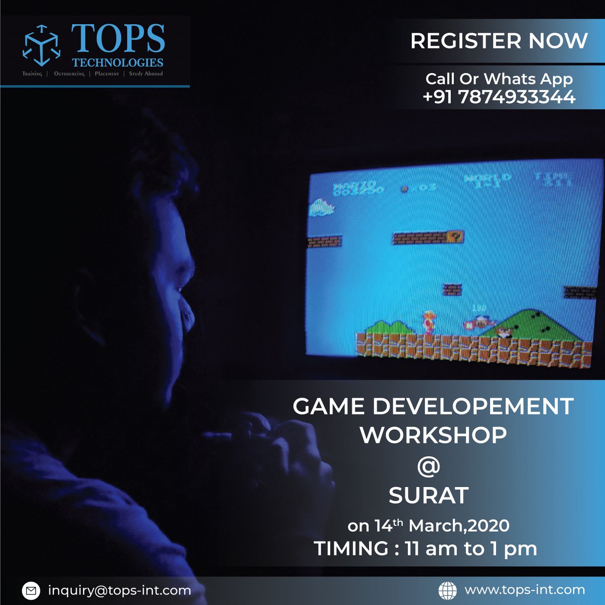 topstech's tweet image. Surat, Are you ready to learn Game Development on this Saturday at our FREE Workshop? 

To Register : Call / WatsApp :+91-7874933344

#TopsTechWorkshop #FREEWorkshop #GameDevelopmentWorkshop #LearnGameDevelopment #Android #iOS