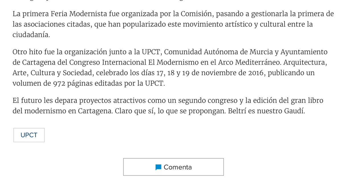 Modernista2016's tweet photo. La labor de @Beltri2012 y el #AñodelModernismo vuelven a la #actualidad.

El cronista José Sánchez Conesa publica hoy en @laverdad_es esta reseña.

#modernismo #Cartagena #patrimonio https://t.co/Ey2sB4qClj