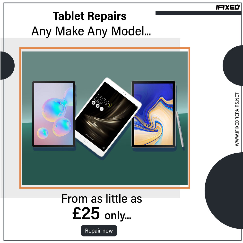 Tablet repair service available at iFixed! Any make any model from £25 only. Repair Now! Log on to ifixedrepairs.net for more information. Contact us-01707707273⠀ #ifixedrepairs #iphone #apple #samsung #iphonerepair #screenreplacement #repairiphone #Tablet #TabletRepairs