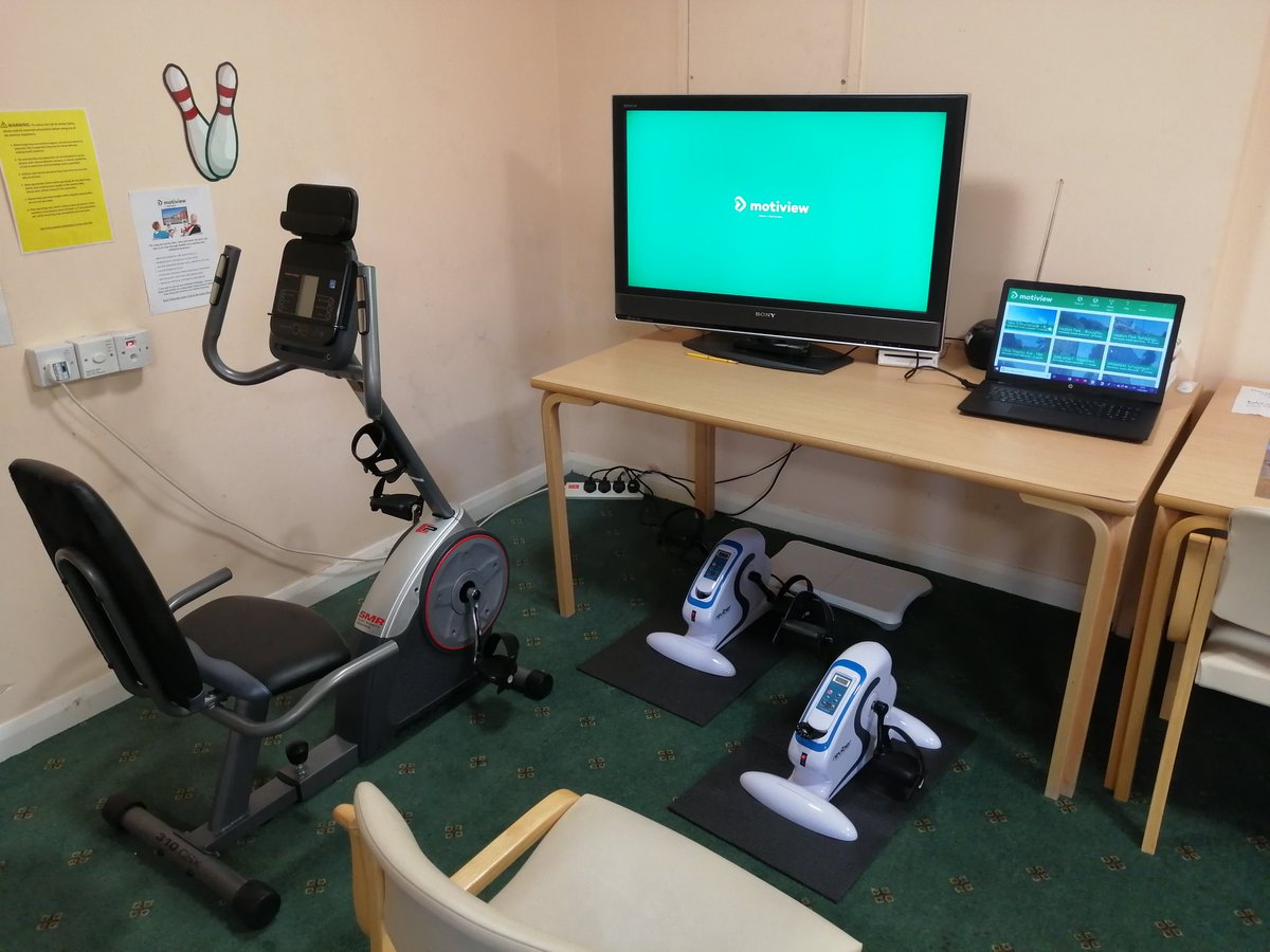 MatthewQueen20's tweet photo. All set up for our second #Motiview virtual cycling trip at Rivington House. @PfPLivingPlus @Motitech_UK https://t.co/IDer636FxE