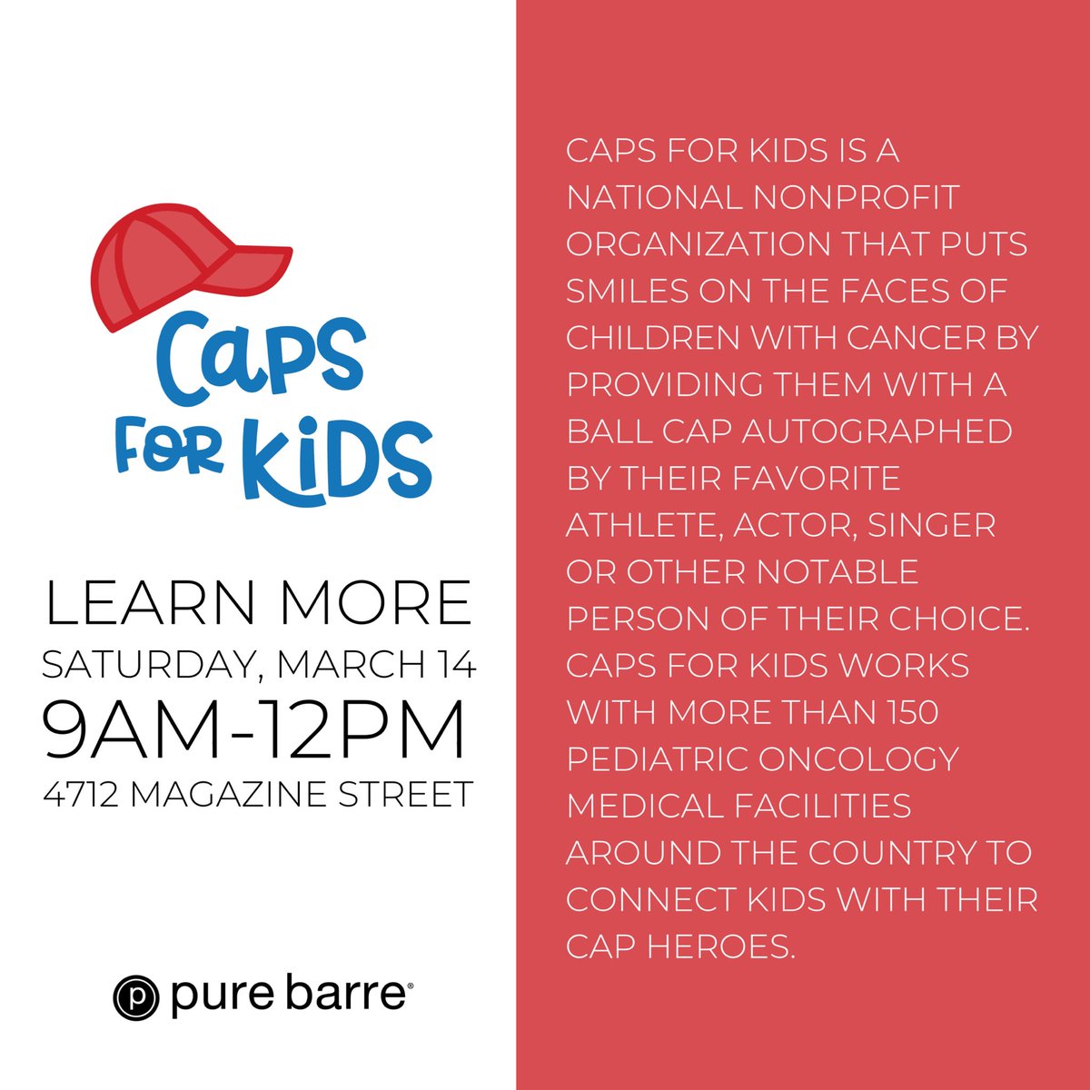 PBNOLA's tweet image. To help us celebrate our Grand Re-Opening at 4712 Magazine Street, @CapsForKids will here Saturday 9am-12pm to share their awesome organization. Don’t miss out!