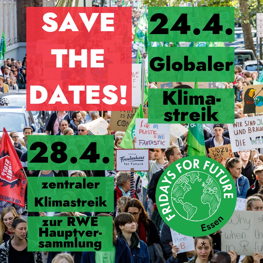 2804essen's tweet photo. Am 28. April 2020 ist es soweit! Nur 4 Tage nach dem globalen Klimastreik ist der zentrale #Klimastreik anlässlich der #RWE Hauptversammlung in Essen! Wir streiken ab 8 Uhr vor der Grugahalle in #Essen !
#FridaysForFuture #kohlestopp #hambibleibt https://t.co/Qj2KtMaaEd