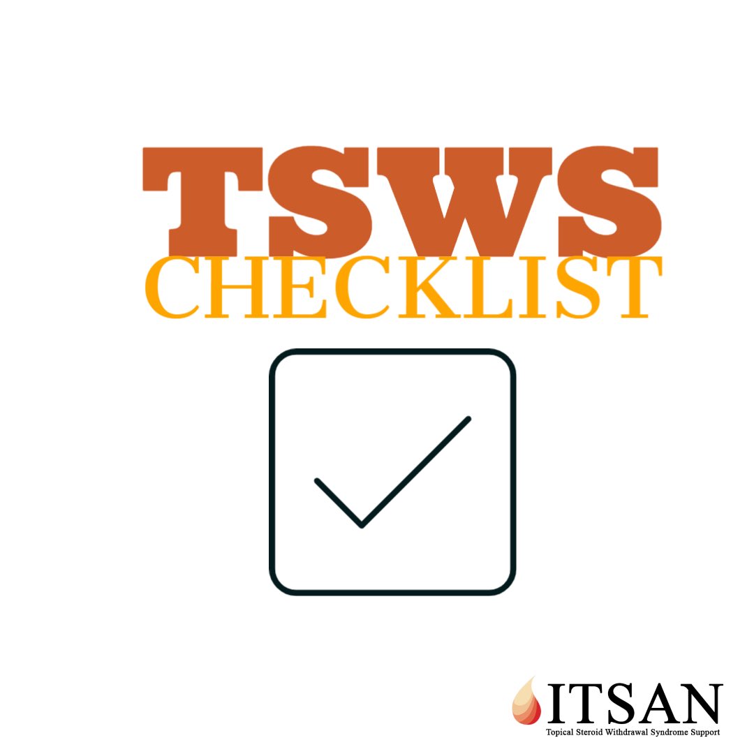ITSANnonprofit's tweet photo. Have you experienced any of this? https://t.co/kJI8jw3D1r
What were your other signs? Add to the list in comments as we build a more thorough checklist on our website at https://t.co/yxijtwPA0E.

#itsan #wegetit #tsws #allthesigns #checkyesorno #heal #topicalsteroids #withdrawal https://t.co/WROfOCvaov