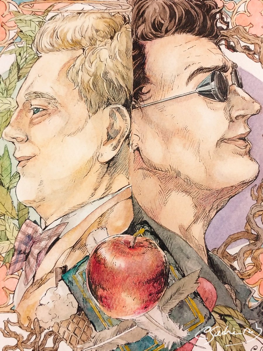multiple boys 2boys apple fruit food sunglasses blonde hair  illustration images