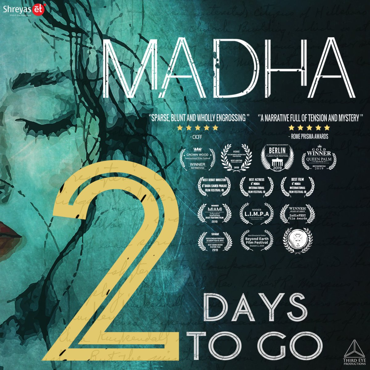 shreyaset's tweet photo. 2 days to go for the intriguing #Madha to hit the screen.

@srividyabasawa #MadhaOnMar13 #ThirdEyeProductions https://t.co/V6H9sBDCgS