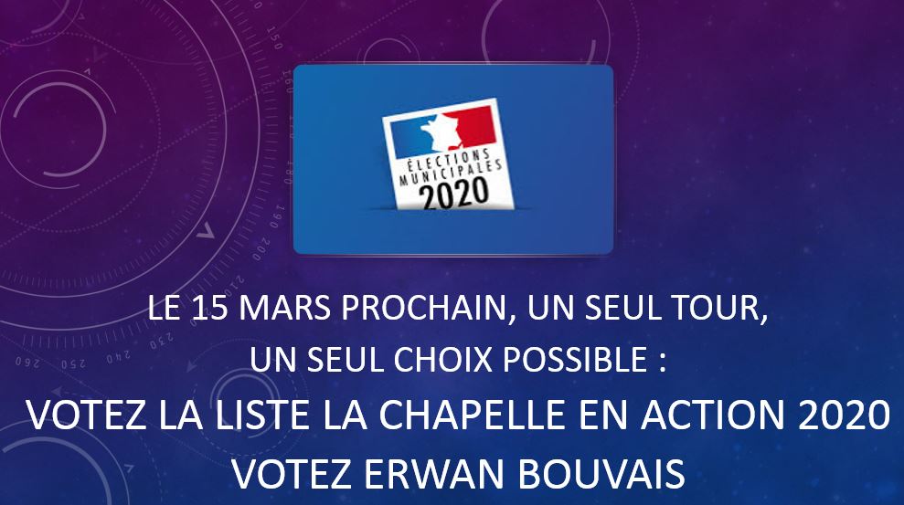 2020Erwan's tweet photo. #LaChapelleenAction2020 compte sur vous dimanche 15 mars !!! N'oubliez pas : UN SEUL TOUR, UN SEUL CHOIX POSSIBLE, VOTEZ ERWAN BOUVAIS. #LaChapellesurErdre #Municipales2020 https://t.co/80JOX3nMqH