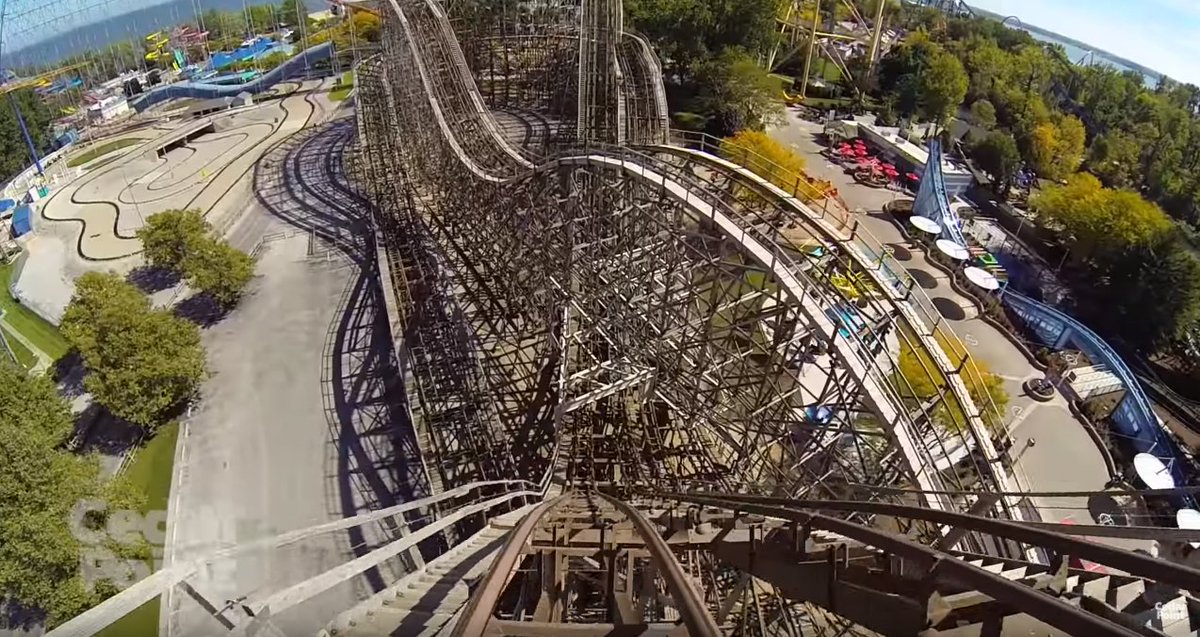 cedarpoint's tweet photo. 59 days until Opening Day! 

Gemini opened in 1978. This is the view from the top of the first hill looking down at the drop while still under construction. For comparison, this is what the view looks like now. #CP150 https://t.co/6qhyKNwFjl