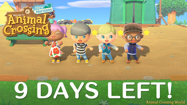 ACWorldBlog's tweet photo. 9 days to go until Animal Crossing: New Horizons! SINGLE DIGITS EVERYONE! 🎉

Countdown 👉 https://t.co/NkDUdO2gYa https://t.co/Zep10mwj3Z