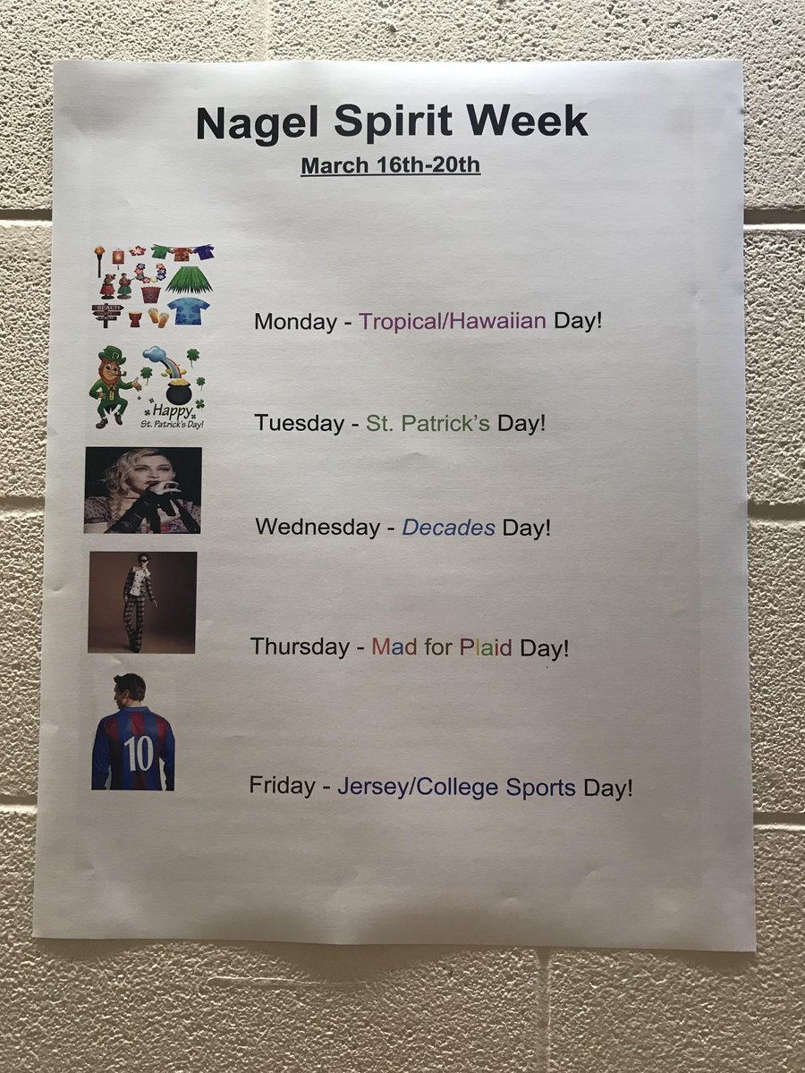 ProfKyleMack's tweet image. #nagelbethechange Don't forget Spirit Week! March 16th-20th. #AFT