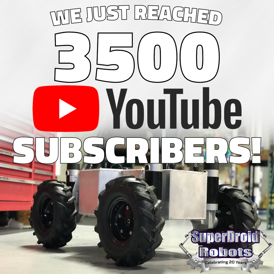 SDRobots's tweet image. #SuperDroidRobots #Youtube channel just reached 3,500 #subscribers! Thank you for your support, we wouldn&apos;t be where we are without you! Our channel is filled with instructional videos and demonstrations of our #robots and can be found here: youtube.com/SDRRobots