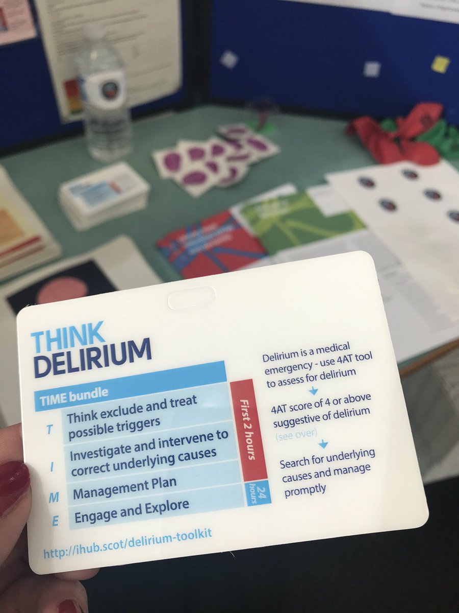 CombinedNHS's tweet photo. Think Delirium - come and pick up a TIME bundle 4AT assessment tool for simple &amp; effective ways to spot #delirium #WDAD2020 https://t.co/OvJv7d5Xa0
