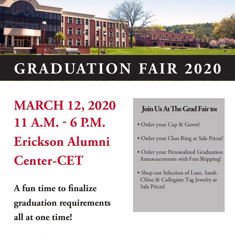WheelingU54's tweet photo. Attention Seniors ‼️
Don't miss the #GraduationFair tomorrow from 11am-6pm in the Erickson Alumni Center! https://t.co/sxcpK4Np9I