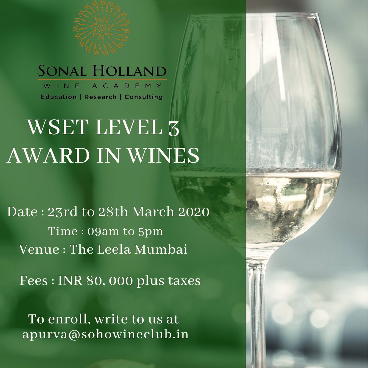 Are you ready to dive deep into the world of wines through learning from India’s only Master of wine <a href="/SonalHolland/">Sonal Holland, Master of Wine</a> and getting advanced level certified.⁣
Here’s your last chance to enrol at #wsetlevel3 ⁣
⁣
Hurry! Reserve your spot before it’s all booked. ⁣
#winerylovers #wine