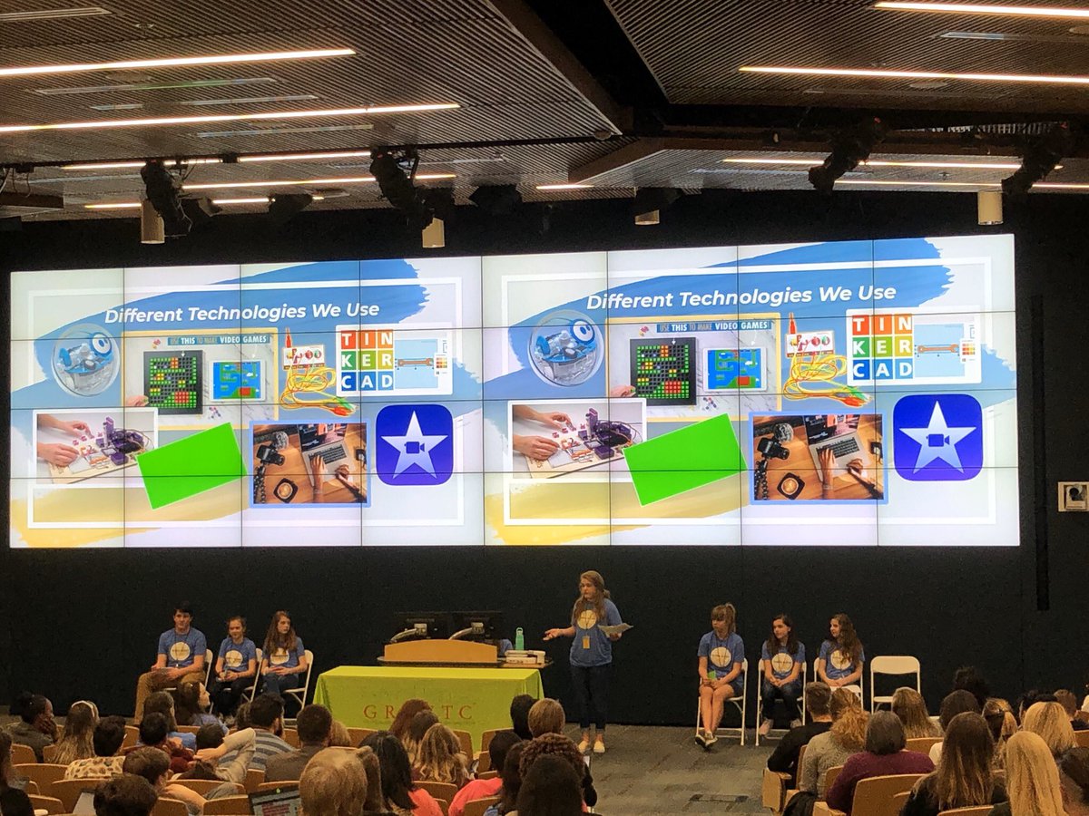 TechWithMatt's tweet image. Middle school students CRUSHING the keynote at #EdTechRVA the @QMSGriffins #GriffinGurus RULE! Ss sharing how they teach Ts &amp;amp; Ss #EdTech at their school! @eldaniel_innov8 &amp;amp; @TedraBuckler should be proud! @AmyCashwell #HLP @HCPS_Innovates