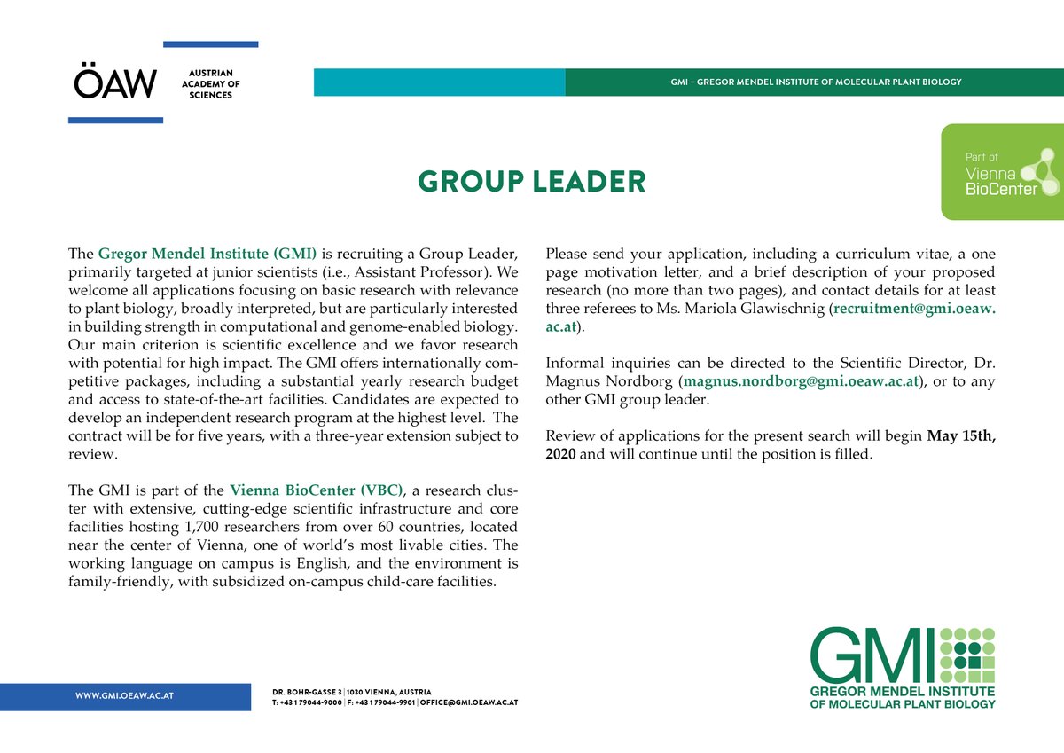 gmivienna's tweet image. In other news-we&apos;re hiring! If you want to start your own group doing basic research in plant biology and would like a substantial yearly research budget, amazing facilities, and a family-friendly environment in the most livable city in the world, maybe we&apos;re the right place?