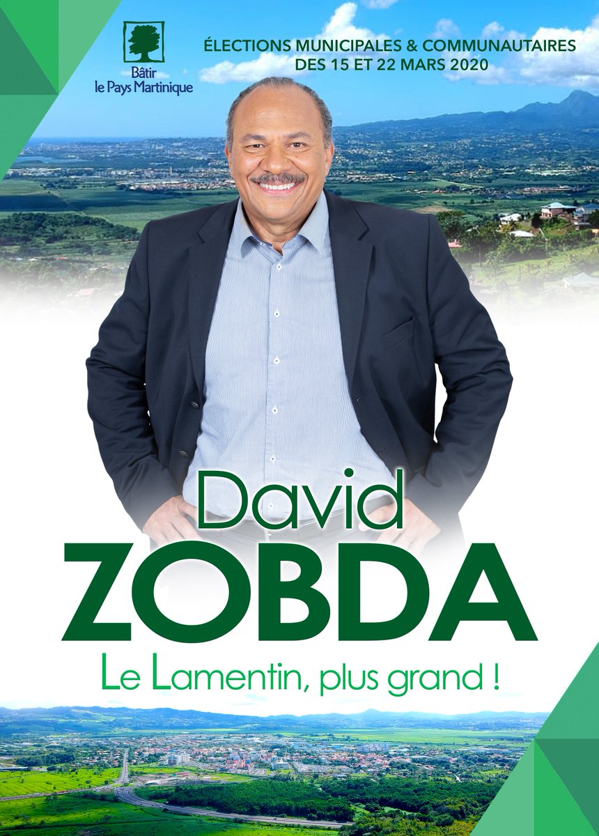 Votez et faire voter Zobda David
Tête de la liste #lelamentinplusgrand
Le 15 mars 2020
#lelamentin
#villedulamentin
#lelamentinmartinique
#electionmunicipale2020
#municipales2020
