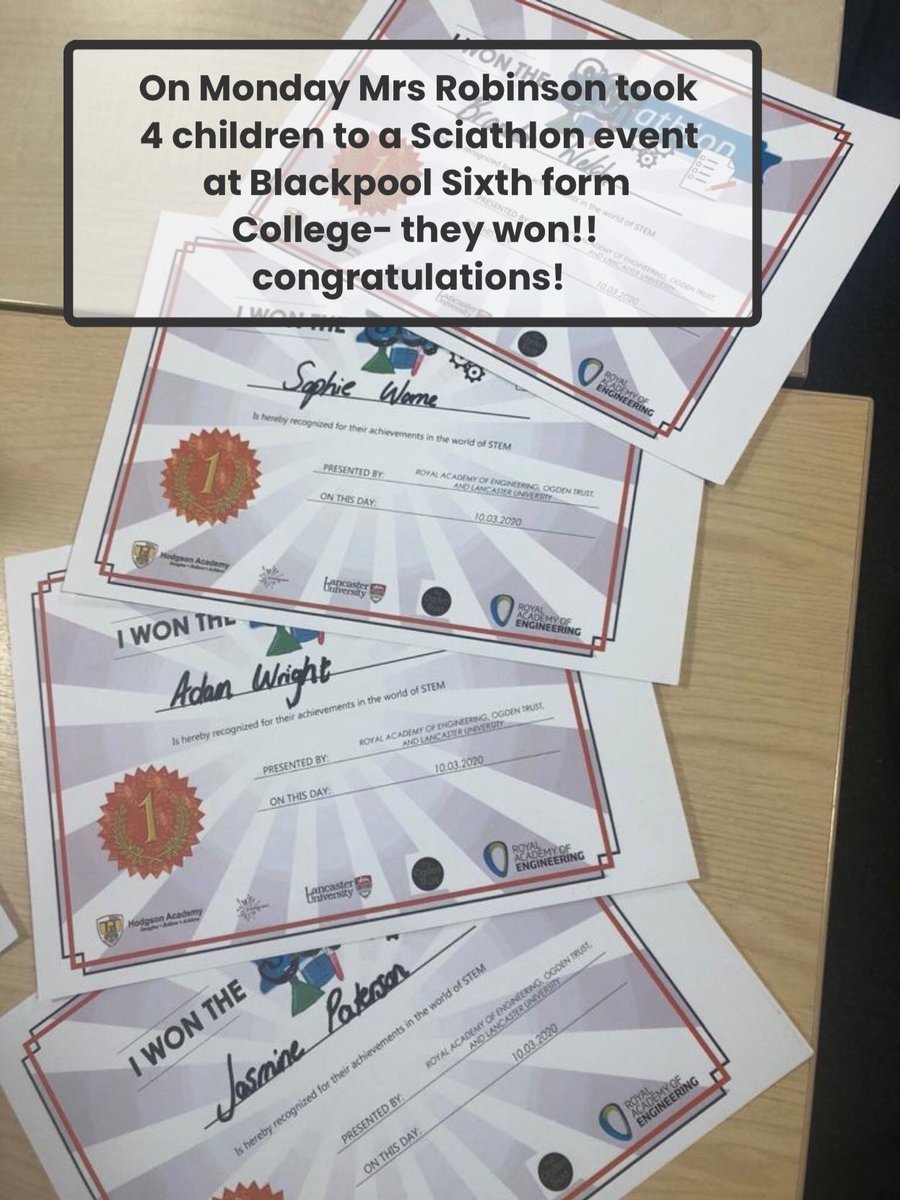 Well done to our #Sciathlon participants who won on Monday!! They had a fabulous day. Thank you to <a href="/PhysicsNW_ogden/">Mhairi Mitchison</a> and <a href="/BlackpoolSixth/">Blackpool Sixth</a>