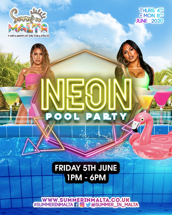 DemBoyzEntUK's tweet photo. NEON SWIMWEAR POOL PARTY.
Make sure those Bikinis &amp; Swin Shorts are BRIGHT 🍊🍋🍏

#SummerInMalta BOOK NOW ✈️☀️

https://t.co/WlnpXZ62xA https://t.co/l7kzsJFZeM