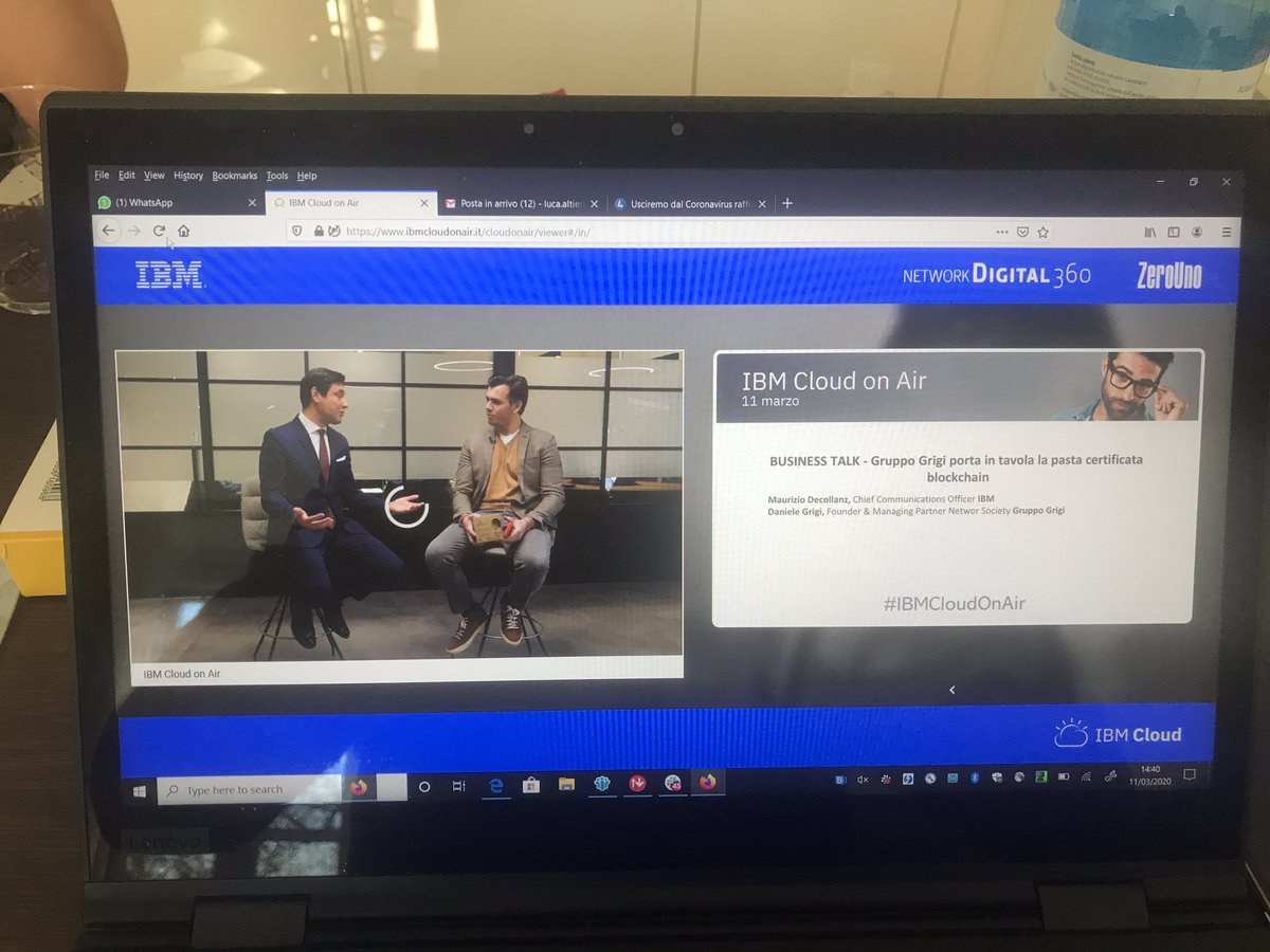AltieriLuca's tweet image. #IBMCloudOnAir #StartIBMCloud  #gruppogrigi racconta a @Decollanz l’esperienza #Ibmblockchain per la trasparenza nella pasta