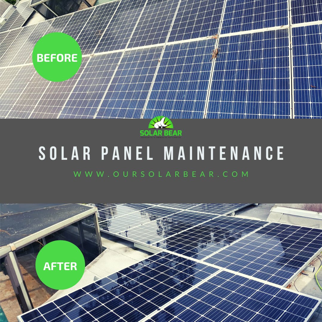 SolarBearCo's tweet photo. What PV modules do you think are producing more power? Clean or Dirty?

#protectyoursolarinvestment #solarcleanservice #solarprofessional #solarpanelcleaners #solarinspection #solarservice #solarmaintenance #WednesdayWisdom https://t.co/fA8qEZfUxr