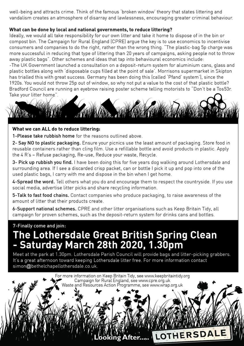 LothersdaleWG's tweet photo. We're gearing up for our local contribution to the #GBSpringClean Sat 28th March. @Lothersdale pupils will no doubt be working with @ProfJGrey to give some #TreeLC in the park and recycle plastic guards. Fantastic effort last year supported by @CravenCouncil https://t.co/c7pjnlJjKu
