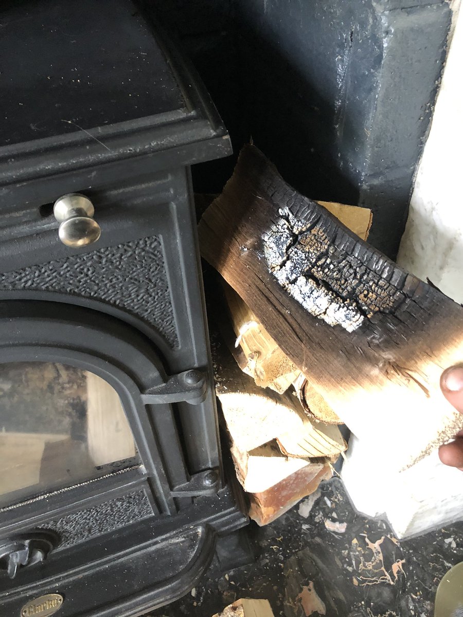 SafeSweep's tweet image. Customer was complaining of her stove smoking back into the room on Monday,the problem was they were stacking her logs next to her stove a couple of them had caught with the heat-a lucky escape as this could have caused a house fire #chimneysweep #bowdon #cheshire