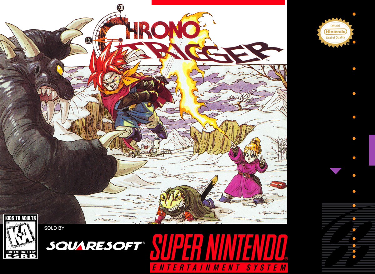 RPGSite's tweet photo. Chrono Trigger turns 25 years old today - it released on this day in 1995. Square dubbed its development leads the 'Dream Team' - Final Fantasy creator Hironobu Sakaguchi, Dragon Quest creator Yuji Horii and Dragon Ball artist Akira Toriyama. Pictured, Japanese and NA cover art. https://t.co/CJOlcAbgwx