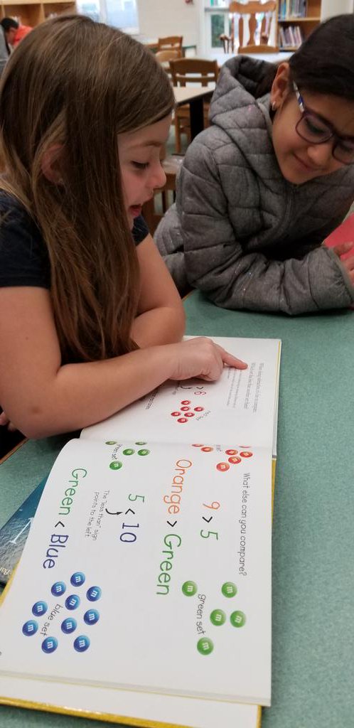 MrsKiebler's tweet photo. Awesome book choice at the library today!  A math book called M &amp; M Subtraction! Yum &amp; fun! https://t.co/vh4trA5yS6