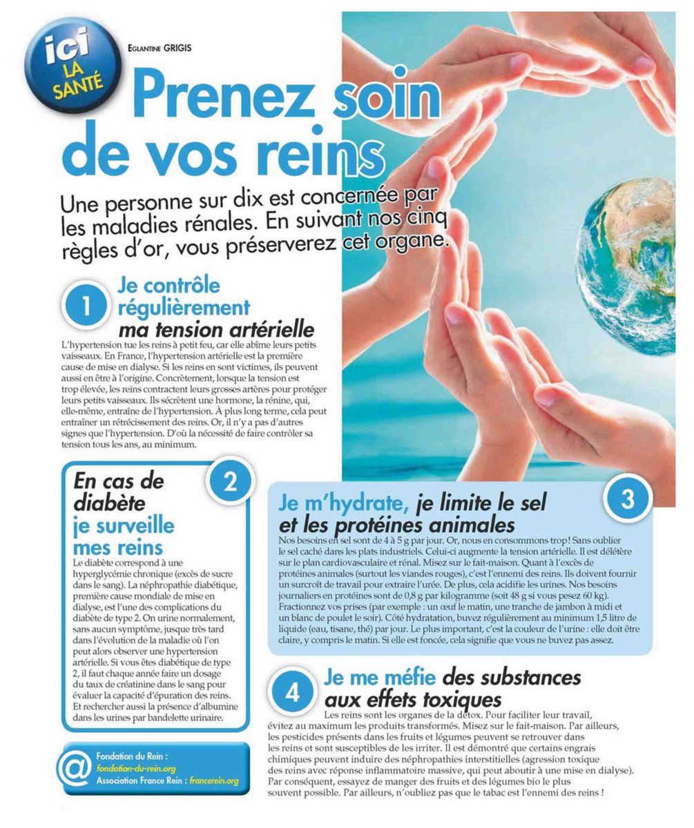 #Presse "Prenez soin de vos reins", un article d'Églantine Grigis dans le dernier numéro d'#IciParis ! 

Une personne sur dix est concernée par les maladies rénales. En suivant ces cinq règles d'or, vous préserverez cet organe.

À acheter dans tous les bons kiosques en France 🇫🇷