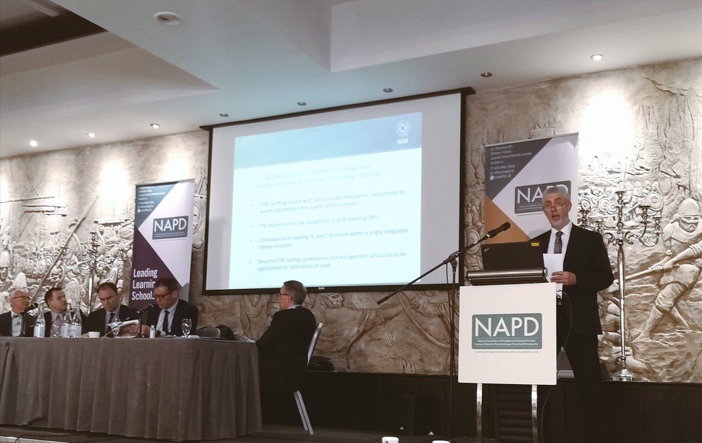 DrennanMorris's tweet photo. @pwqqi of @QQI_connect at #NAPDFET Symposium emphasises the need to embed a culture of quality and excellence at all levels and in all areas of the FET college of the future. Quality is vested in the people as much as in the process. https://t.co/1DhqtqEpLb