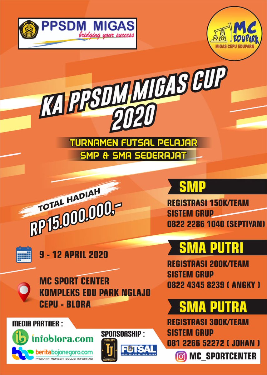 info_Blora's tweet photo. Sing seneng Futsal ⚽⚽⚽⚽
Monggo nderek event iki sluuur....!!!
#EventBlora @ppsdmmigas @sma1blora @sman1cepu @smanusakradenan @SMKMigasCepu @SMK_MUSABA @smkn2blora @FSmantunj @smada_blora @afkblora @FutsalJateng @Elvinoest @dinporabudpar @priyo0392 https://t.co/7fhnbz9Yp1