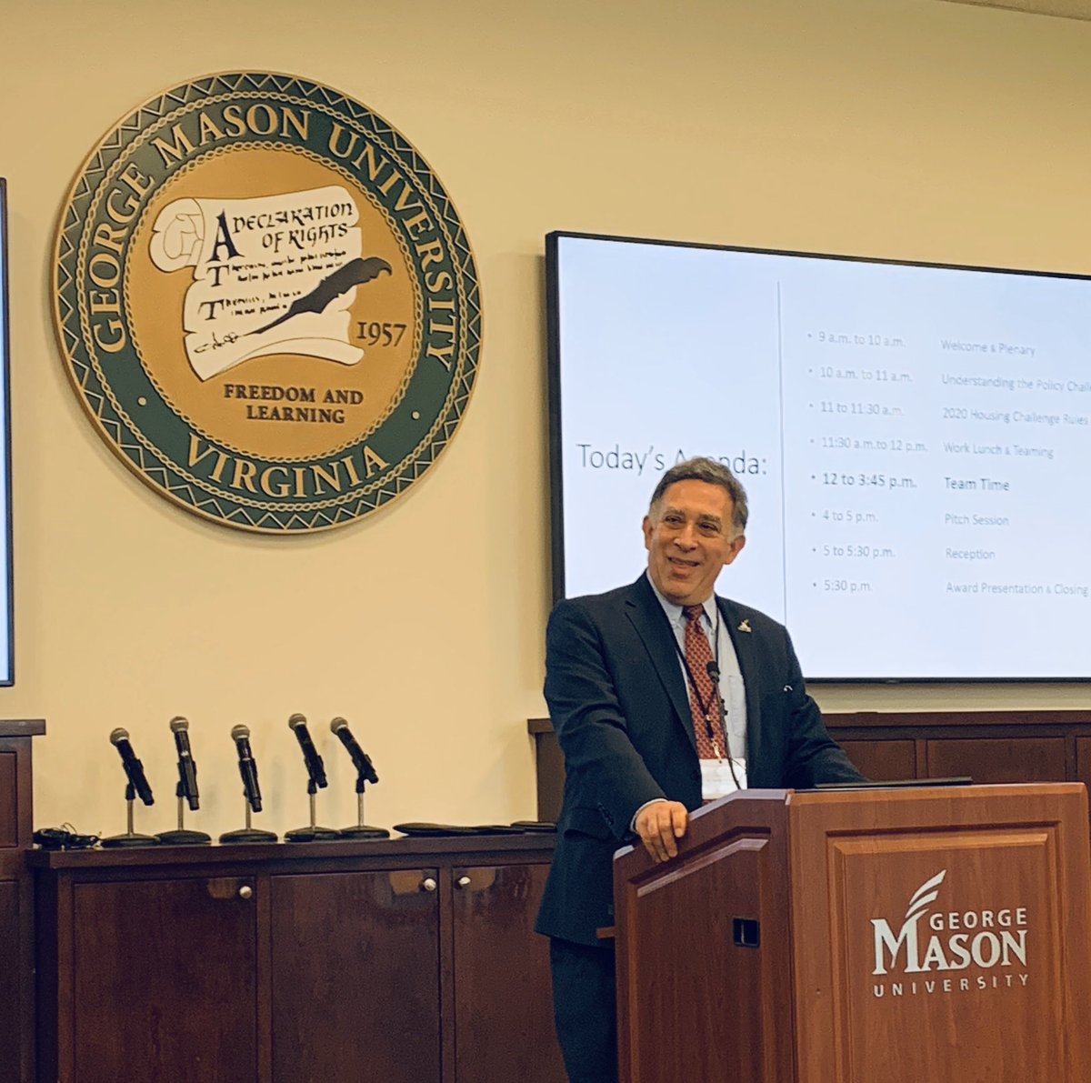 georgemasonmred's tweet photo. Our Dean, Dr @MauryPeiperl, kicks off a critical discussion on affordable housing at our 2020 Housing Challenge in partnership with Fairfax County.  MRED students will also be presenting their work on this important topic! @georgemasonbiz #affordablehousing https://t.co/hHXzD5hu82