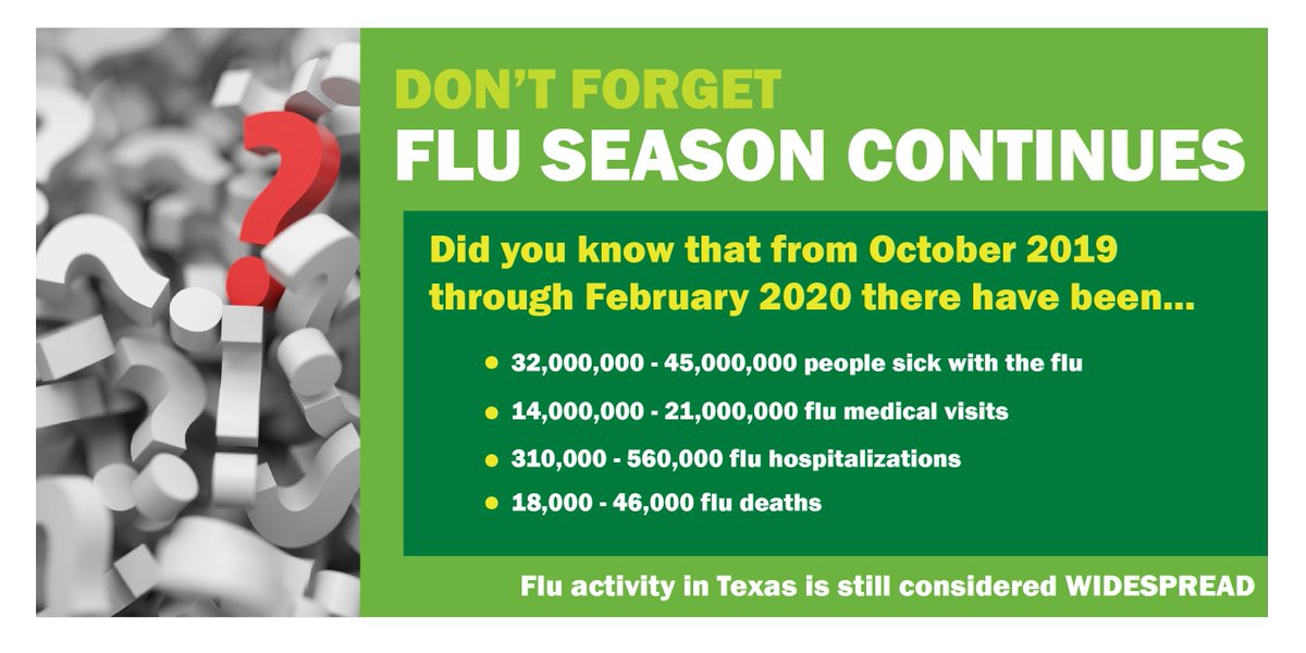 #UNT continues to closely monitor updates on the novel coronavirus (COVID-19), but it’s important to remember that the flu is still considered WIDESPREAD in Texas. Everyone is encouraged to get a flu shot, if they have not already.