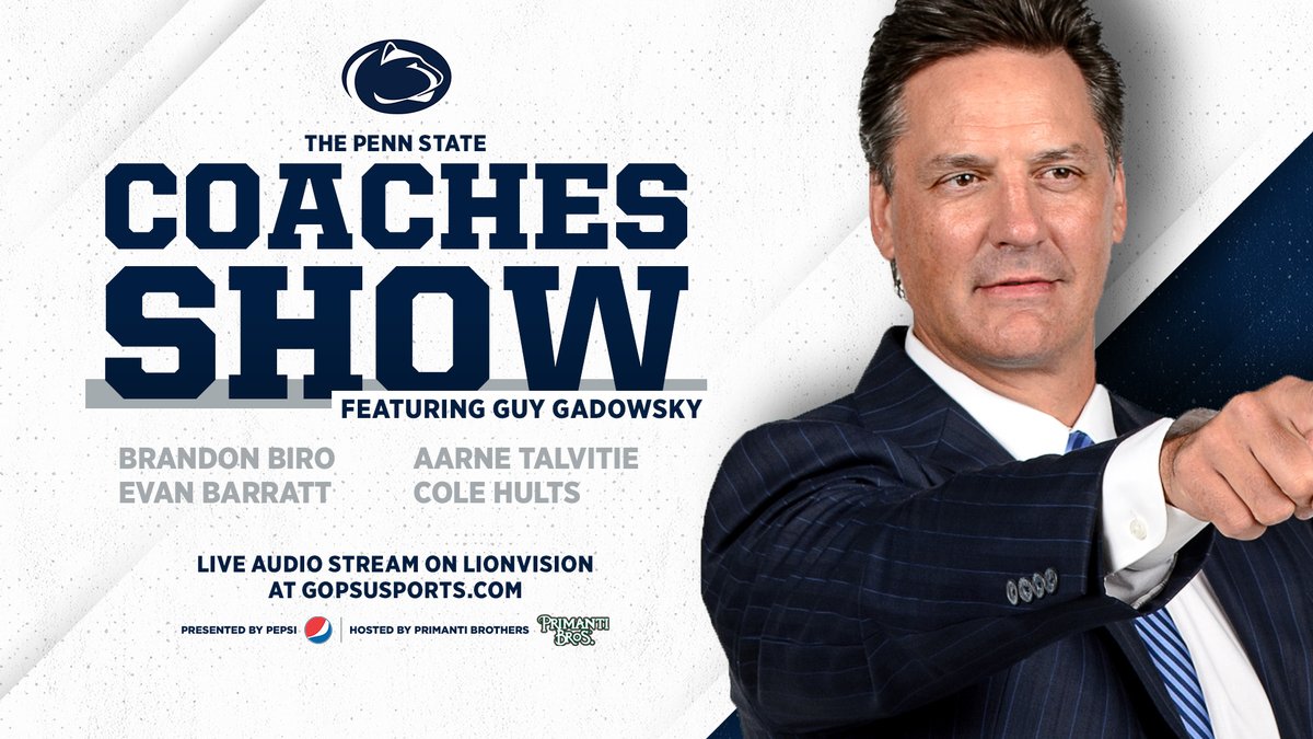 PennStateMHKY's tweet photo. ❗❗ LAST COACHES SHOW OF THE YEAR ALERT ❗❗

Join us tonight at Primanti Bros in Downtown State College at 6 p.m. for the Penn State Coaches Show featuring Guy Gadowsky presented by Pepsi with 4⃣ special guests!! #WeAre #HockeyValley
 
Listen ➡️ https://t.co/nWYhWxO5JA https://t.co/P2KsDkClui