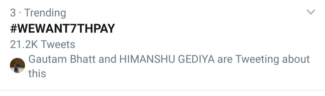 neviltrambadia2's tweet photo. @ABPNews @aajtak @NDTVPrimeTime @ndtv @indiatvnews @IndiaToday @TimesNow please focus our agitation through twitter , gujarat govt. not applying 7th pay for polytechnic teachers. There are more than 21200 tweets in gujarat today ( 11-3-2020). We run trend by #WEWANT7THPAY https://t.co/1GTR7MJqkR