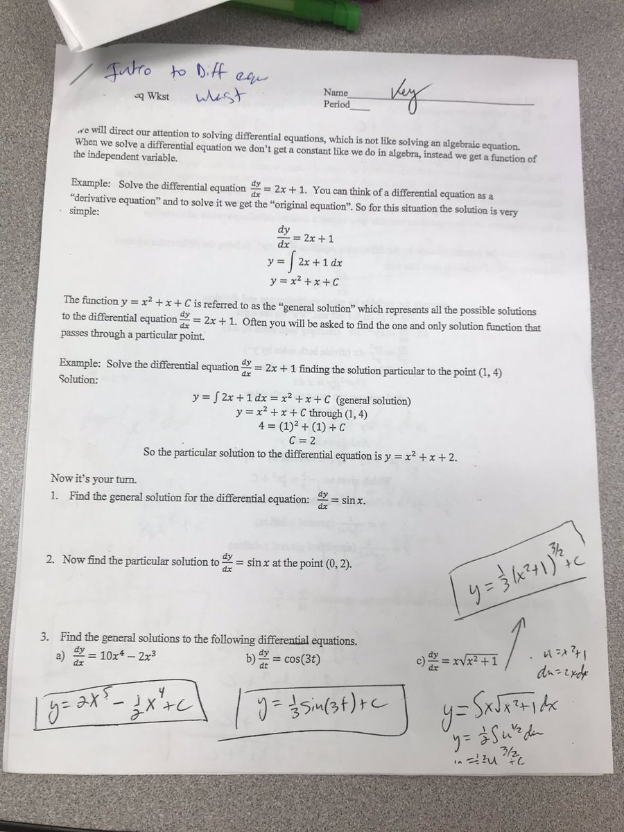MaasCalculus's tweet photo. Intro.  to Diff. Eq. Wkst
#abmaas https://t.co/9XD22gqydc