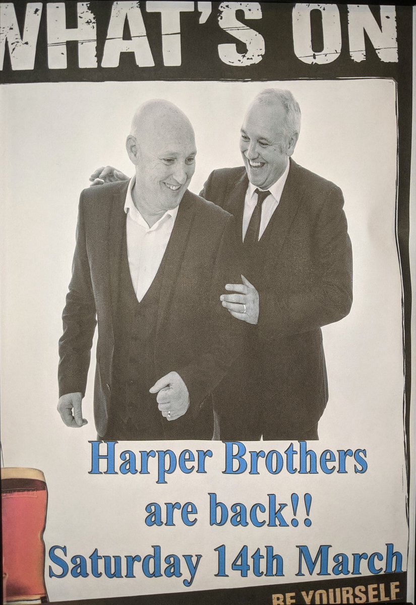 InnPuckersley's tweet photo. This Saturday we welcome back the absolutely amazing duo that is The HARPER BROTHERS!!! 😁🎤🎶
#live #music #entertainment #puckersley #royton #oldham #manchester #harperbrothers #jwlees #saturdaynight #singers #entertainers https://t.co/v86K1VBjEU