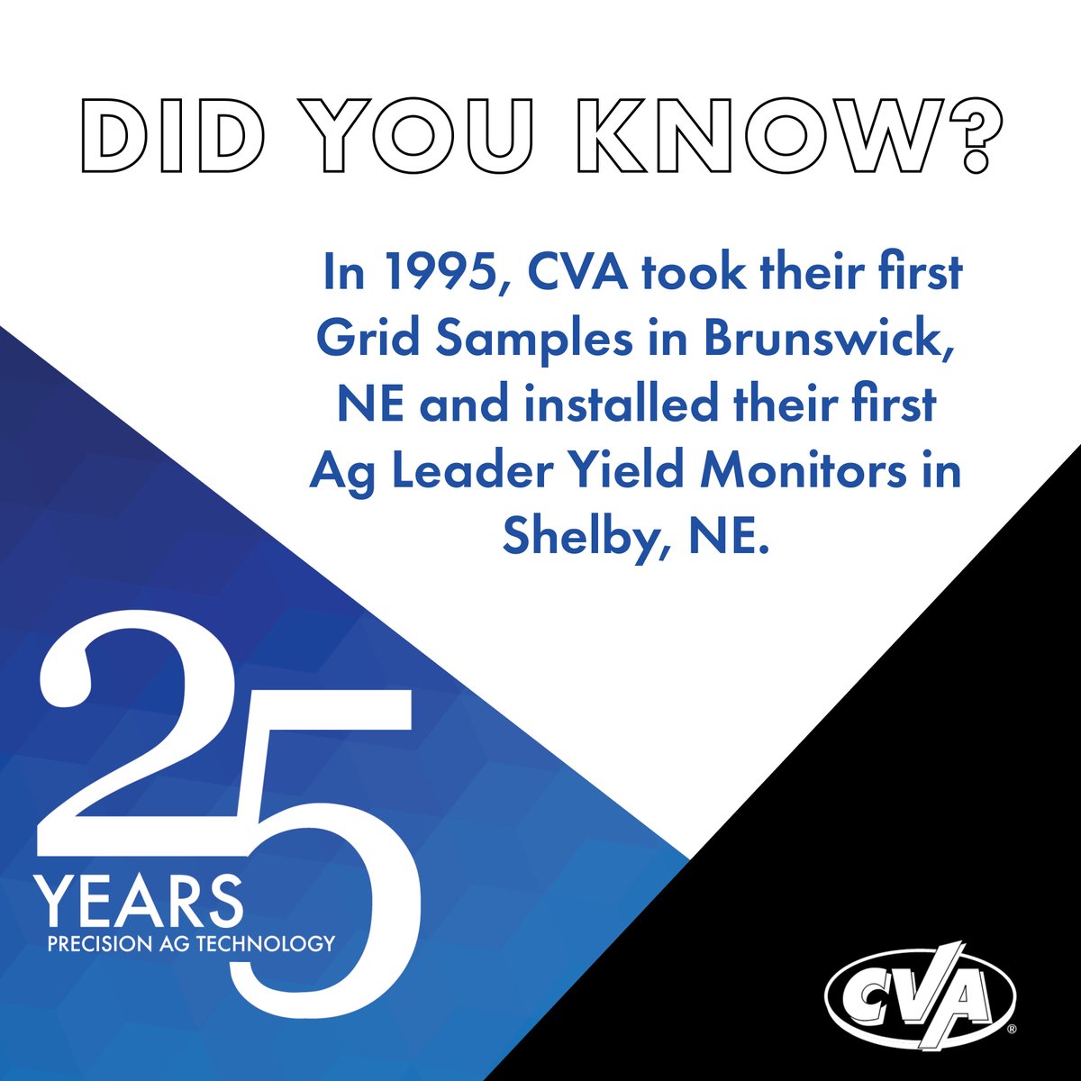 CentralValleyAg's tweet image. In 2020, CVA Advanced Cropping Systems is celebrating 25 years of Precision Ag. A lot has changed over 25 years, so to celebrate how far Ag Technology has come, we are posting a Did You Know Fact every month! #ACS #AGTechnology #CVA #DidYouKnow