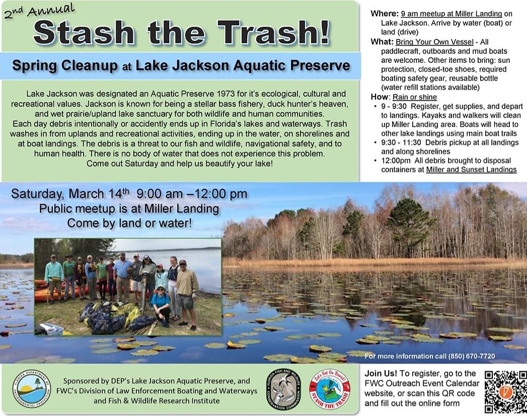 FamuFishing's tweet photo. Volunteers needed March 14th at Lake Jackson! Boaters of all kinds needed along with foot volunteer s to help man stations at Sunset and Miller's Landing. 
For more info call Mrs Caitlyn Snidder at (850)670-7720 or email flpanhamdleoutdoors@yahoo.com! https://t.co/D3q8W8lVV0