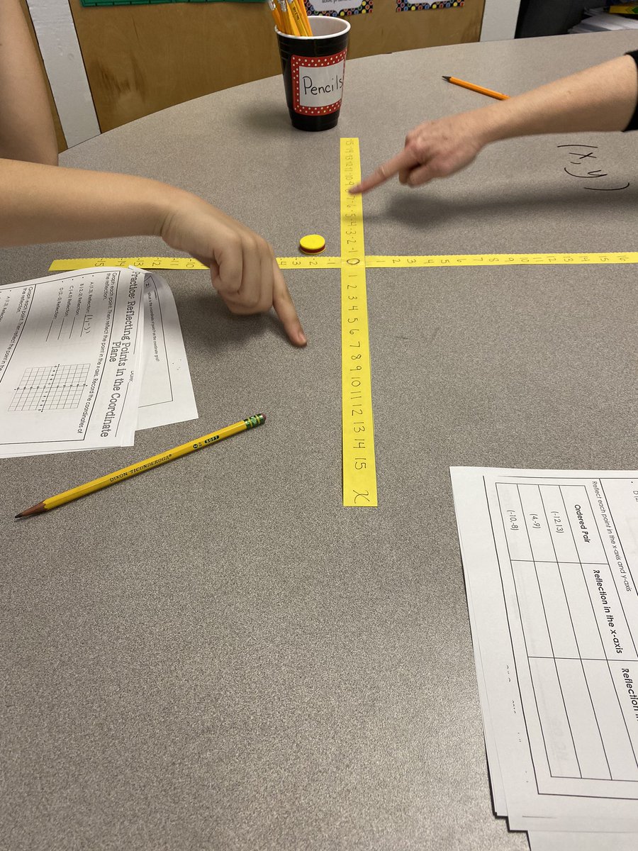 barb_battin's tweet image. Geo in action Gr 6 @ #rogersMS Students are reflecting points over axis in the coordinate plane. High levels of discourse where students are using strong math vocab with manipulatives to show understanding. #everyonecanlearnmath @MFlood270 @ChrissyMiga_WI @WestIrondequoit