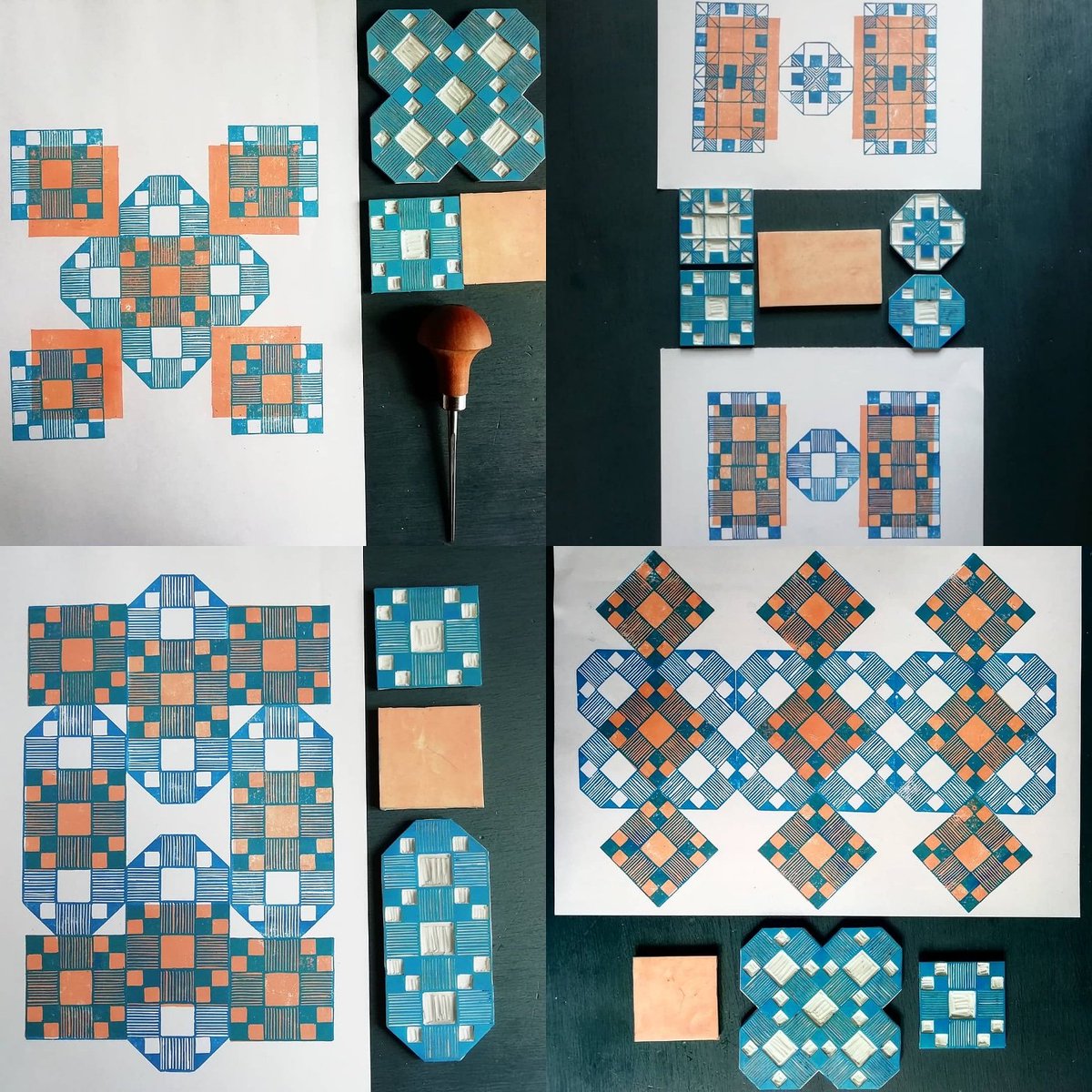 KraftyKoffeedof's tweet photo. Pattern collection 💠🔶💠🔶💠🔶
#printmaking #printmaker #linoprint #blockprintmaking #handprinted #pattern https://t.co/DmEW9i9VJh